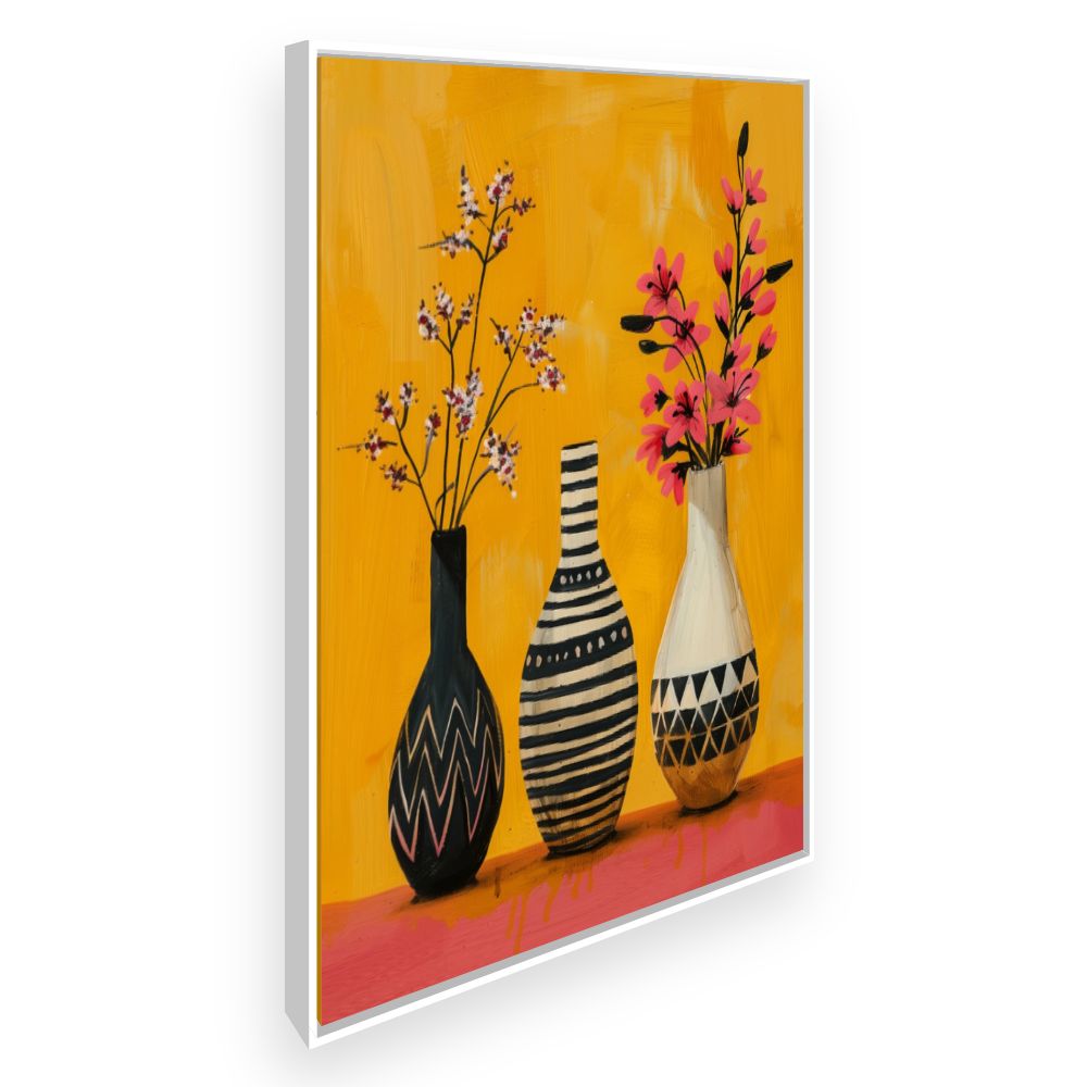 Toile Vases fleuris vibrants – toile cadre blanc (slide 2)