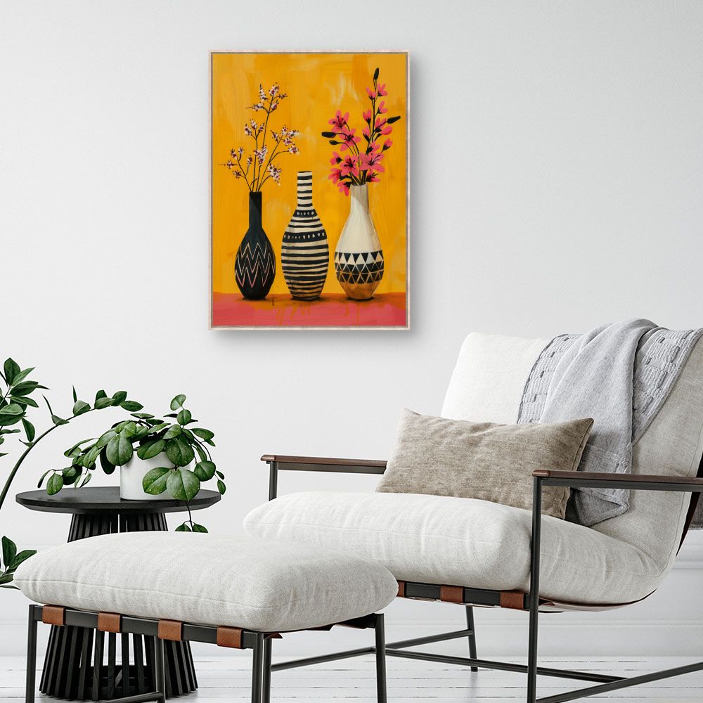 Schilderij "Levendige bloemvazen"