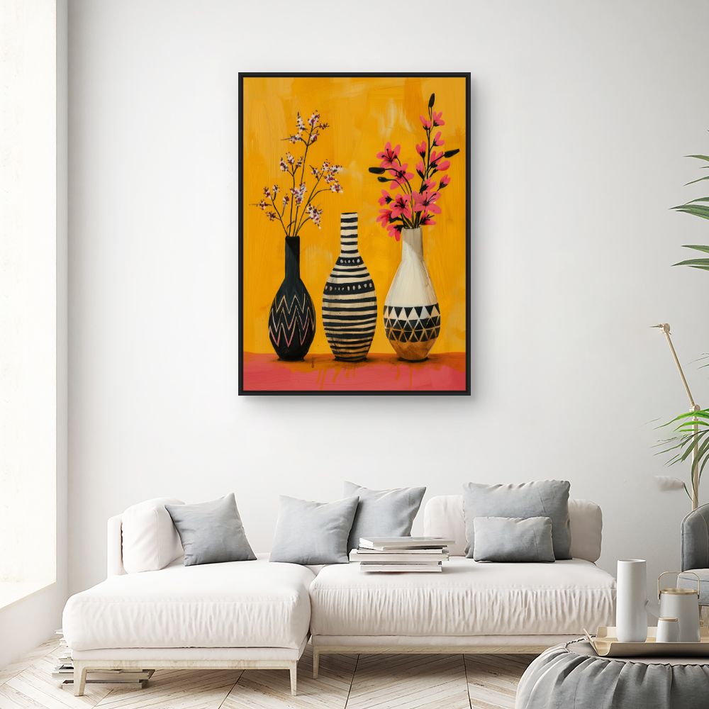 Schilderij "Levendige bloemvazen"
