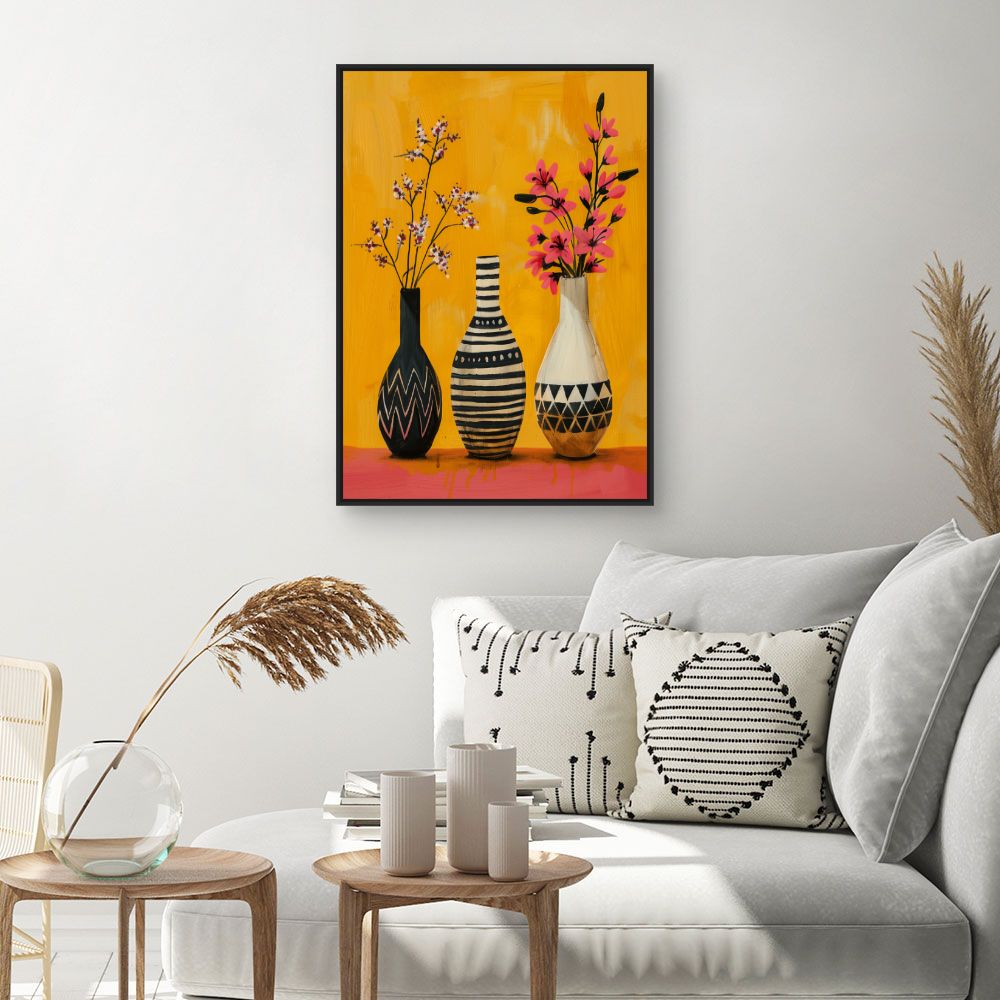 Schilderij "Levendige bloemvazen"