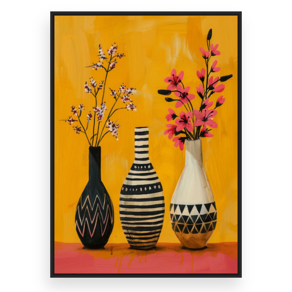 Toile Vases fleuris vibrants – toile cadre noir (slide 3)