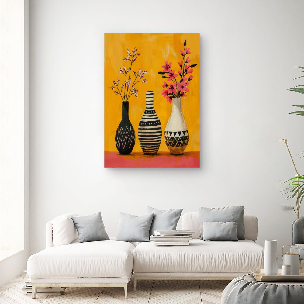 Schilderij "Levendige bloemvazen"