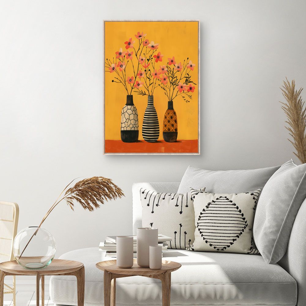Toile Fleurs en vase – toile cadre naturel (slide 1, 60×90)