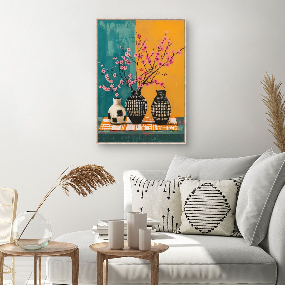 Toile Fleurs élégantes – toile cadre naturel (slide 1, 60×90)