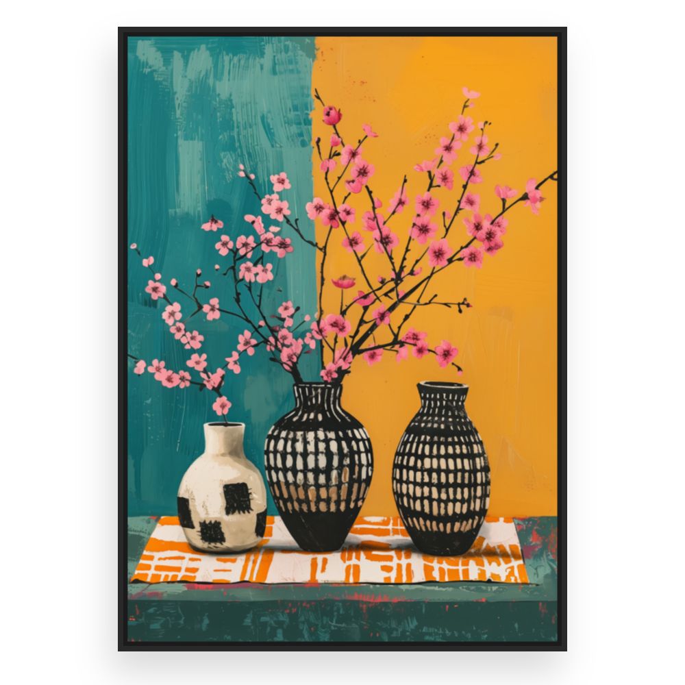 Toile Fleurs élégantes – toile cadre noir (slide 3)