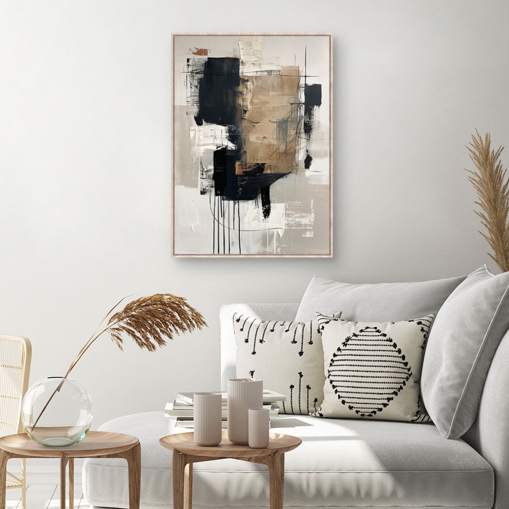 Toile Équilibre abstrait – toile cadre naturel (slide 1, 60×90)