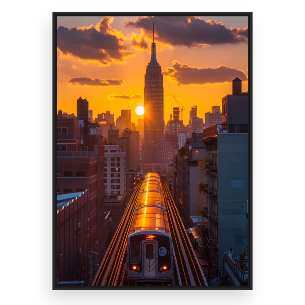 Toile Coucher de soleil urbain – toile cadre noir (slide 3)