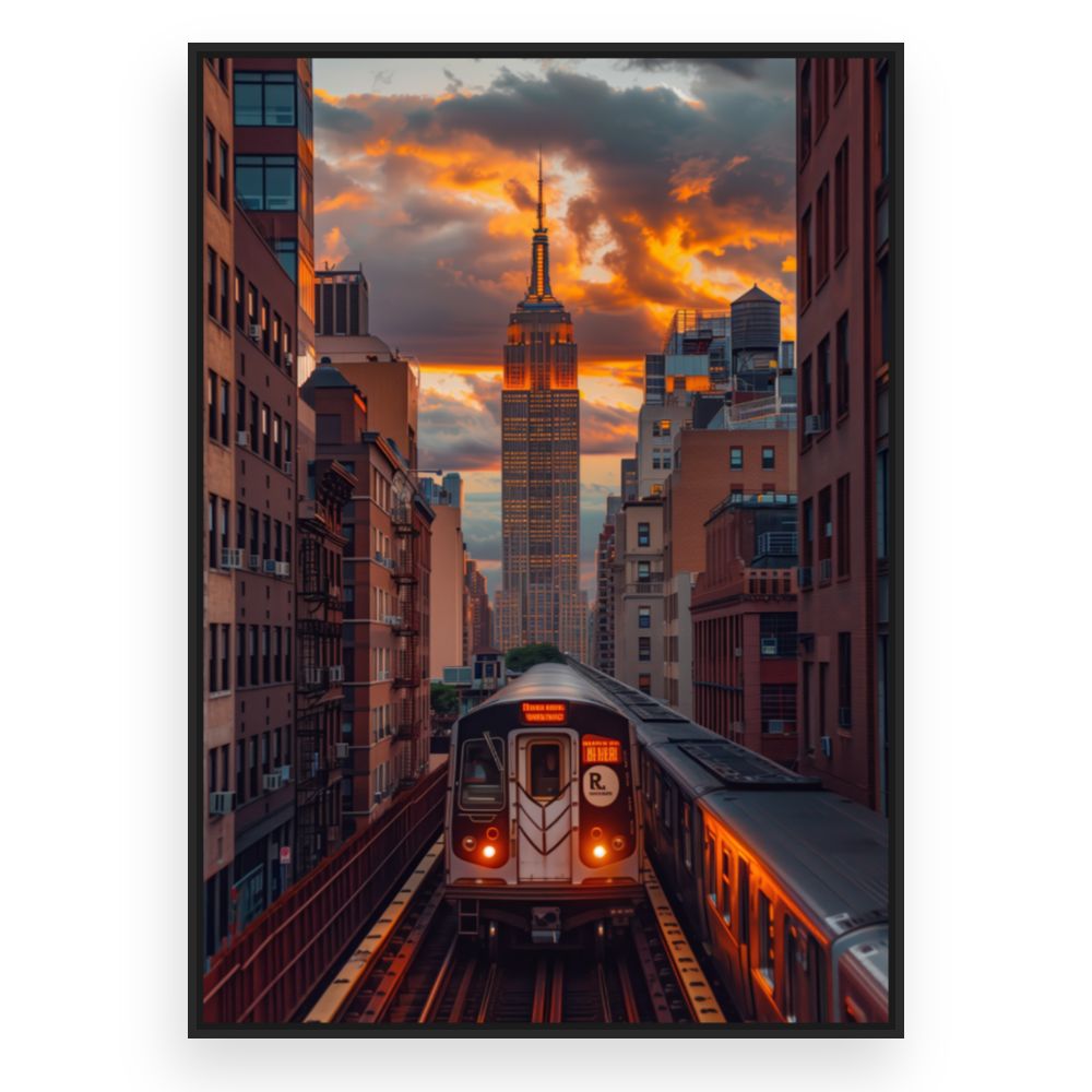 Toile Ville au crépuscule – toile cadre noir (slide 3)