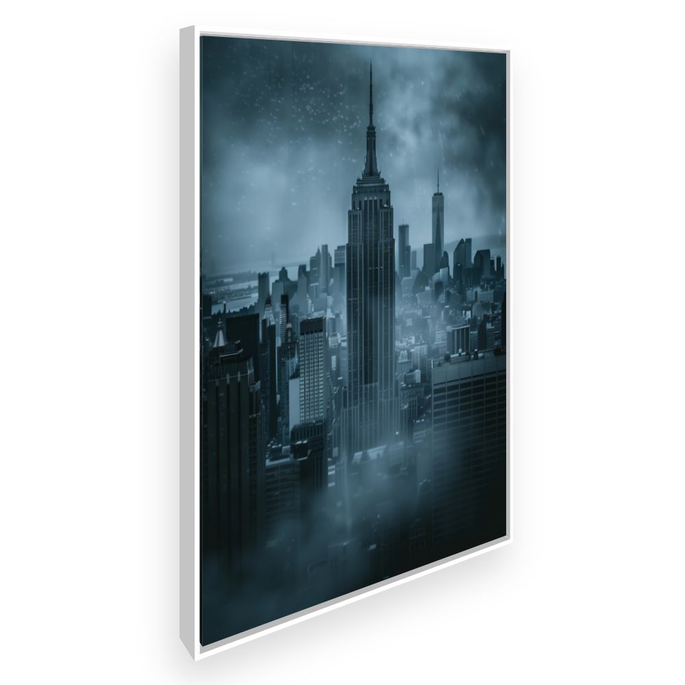 Toile Ville sous la brume – toile cadre blanc (slide 2)