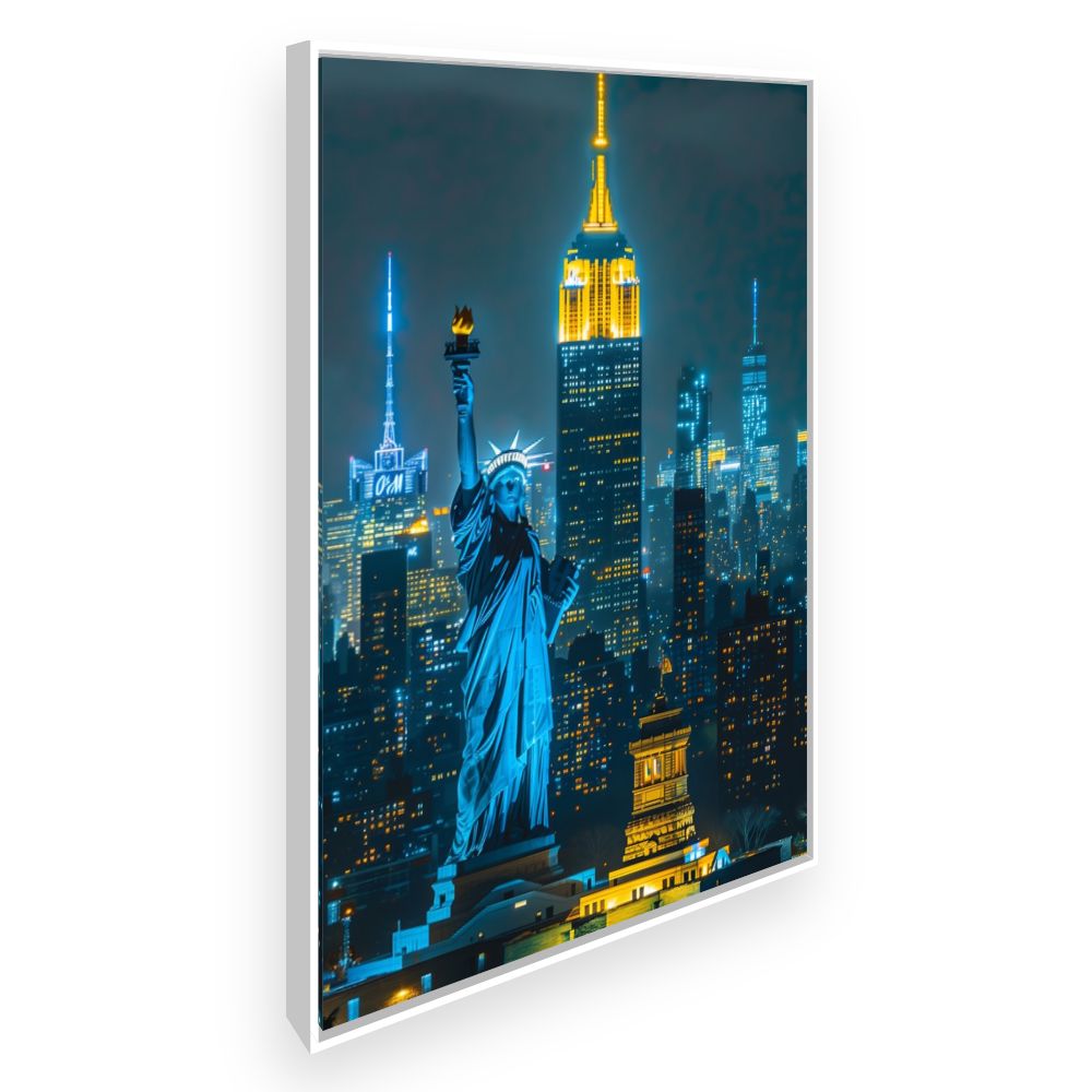 Toile New York by night – toile cadre blanc (slide 2)