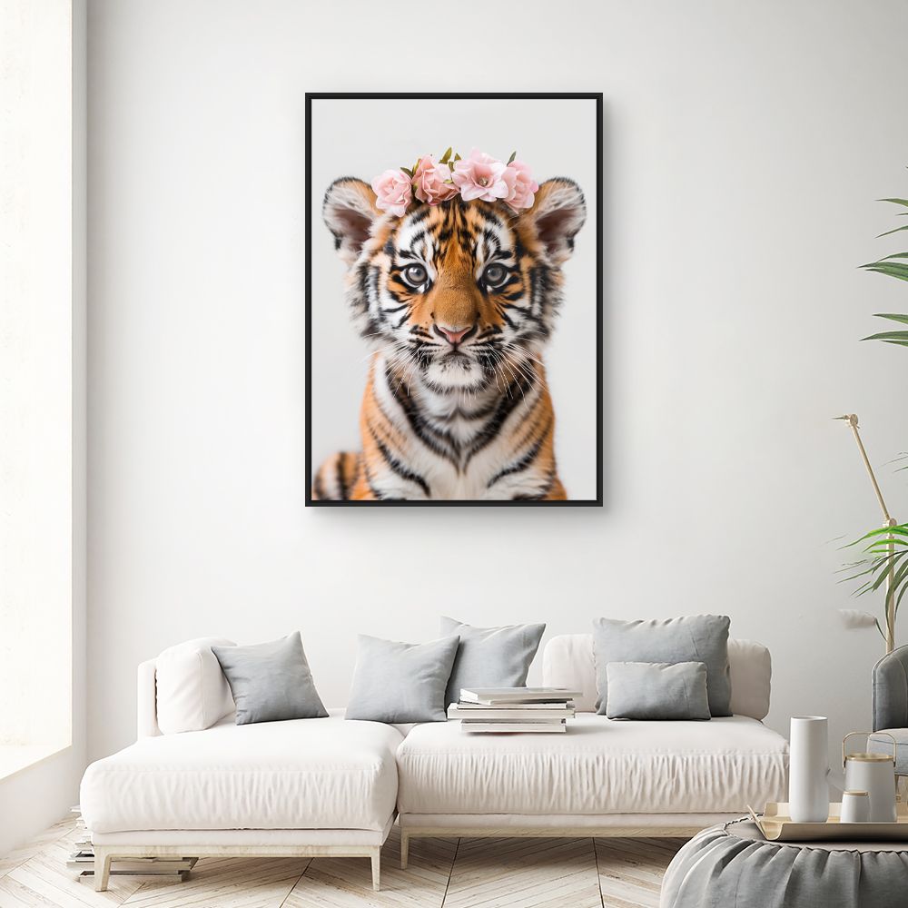 Toile "Tigre fleuri"