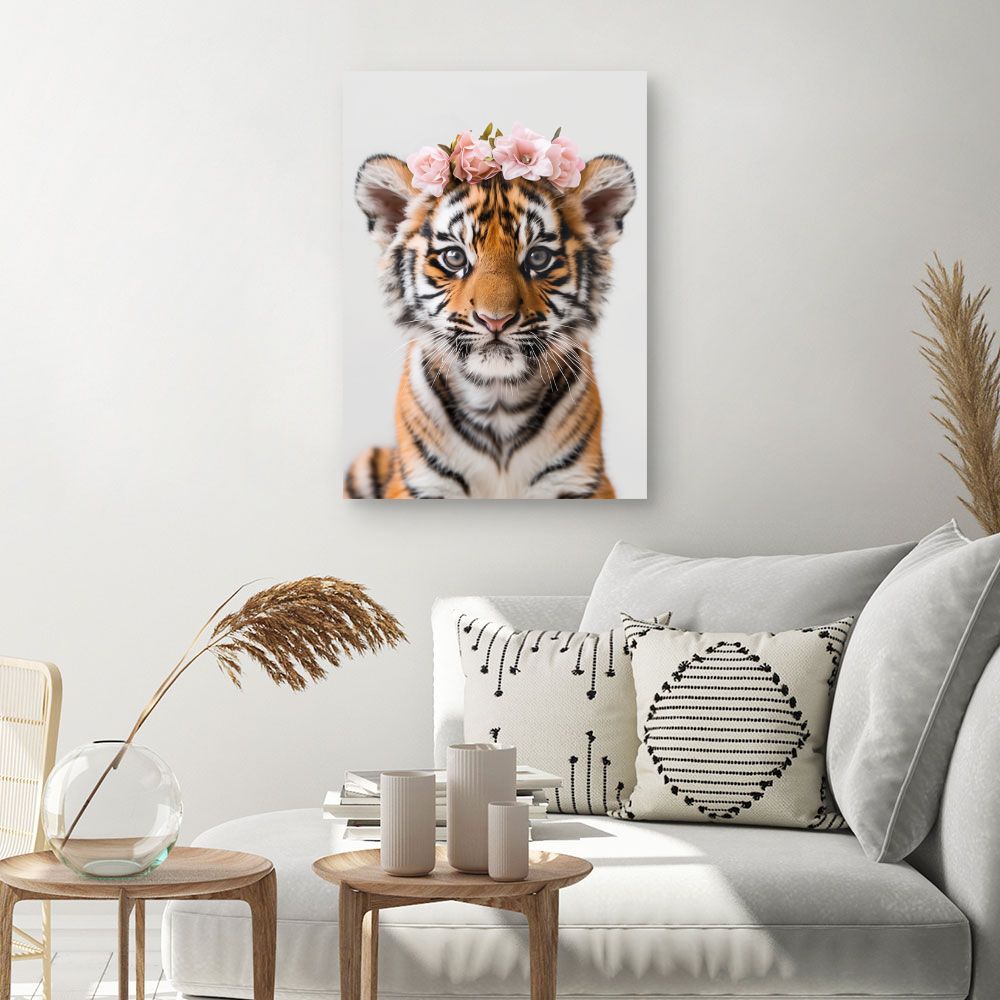 Toile "Tigre fleuri"