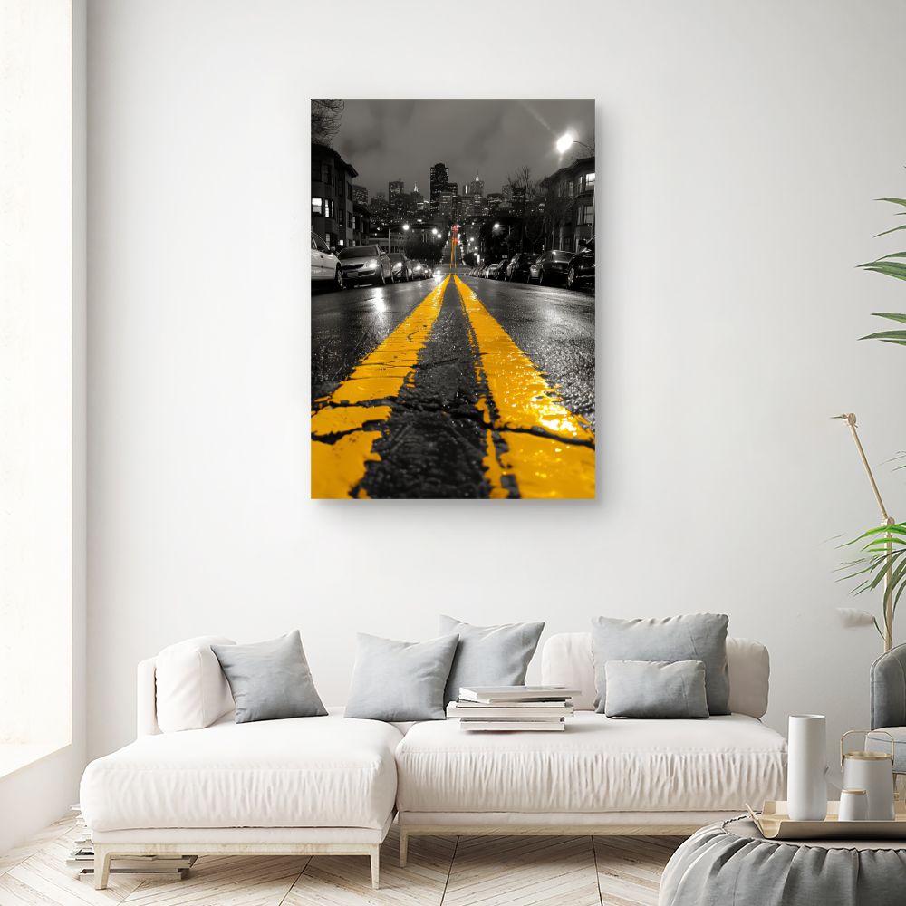 Schilderij "Stedelijke straat 's nachts"