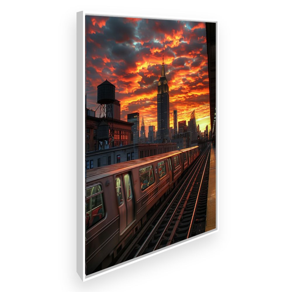 Toile Coucher de soleil urbain – toile cadre blanc (slide 2)