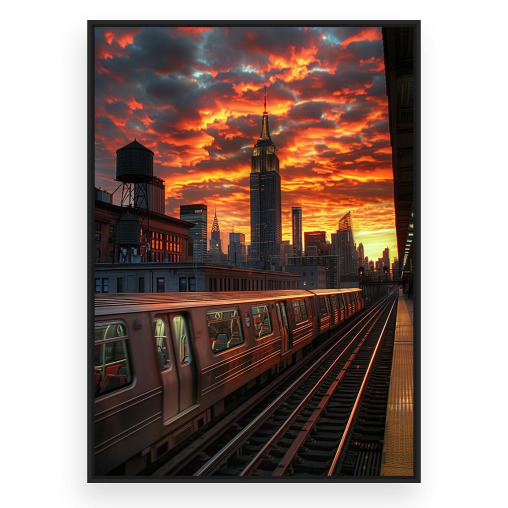 Toile Coucher de soleil urbain – toile cadre noir (slide 3)