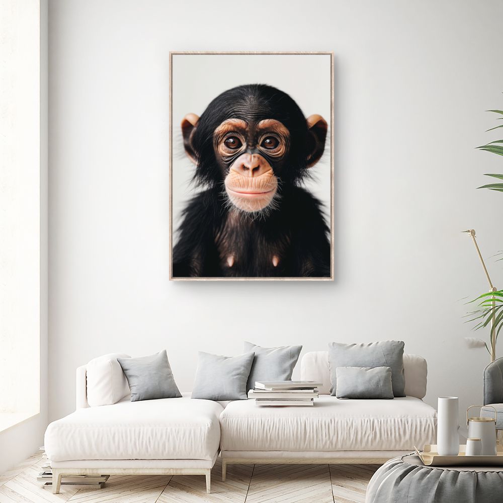 Toile "Bébé chimpanzé curieux"