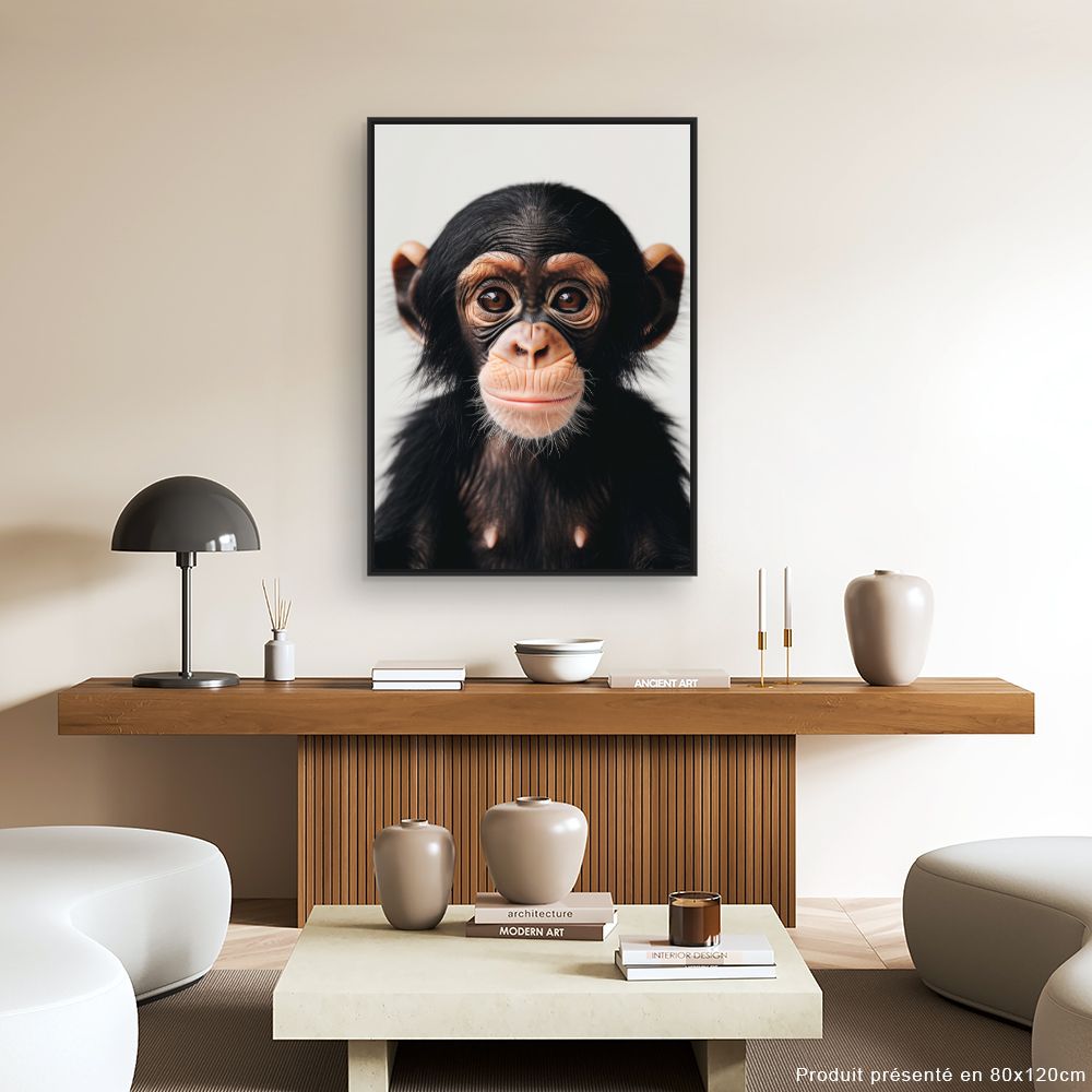 Toile "Bébé chimpanzé curieux"