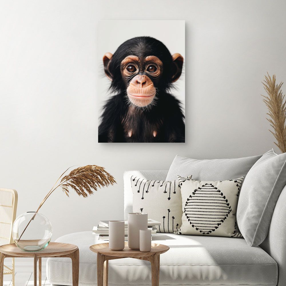 Toile "Bébé chimpanzé curieux"