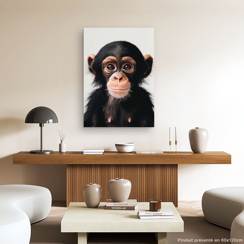 Toile "Bébé chimpanzé curieux"