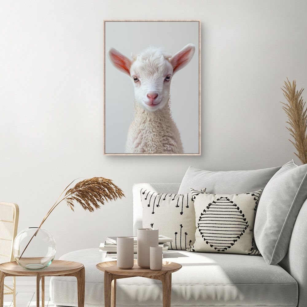 Toile Agneau adorable – toile cadre naturel (slide 1, 60×90)