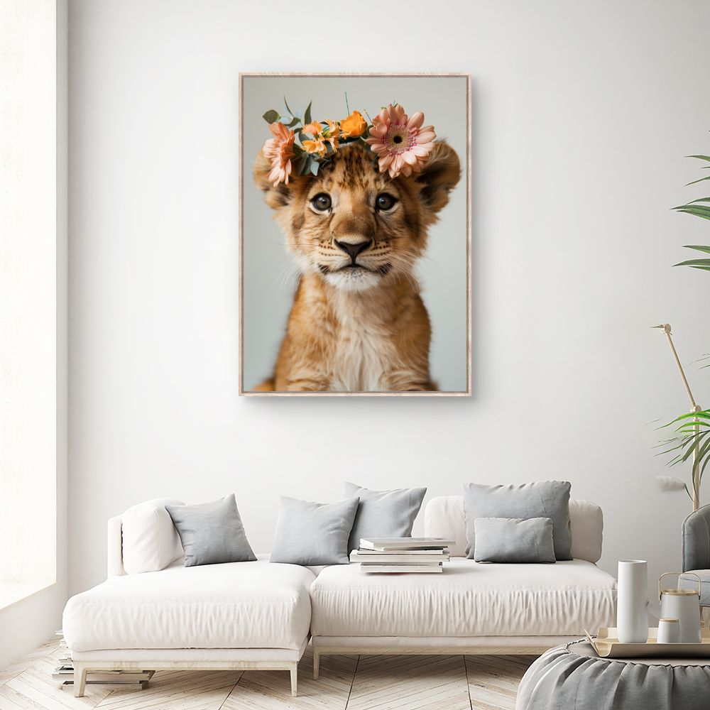 Toile "Lionceau fleuri"