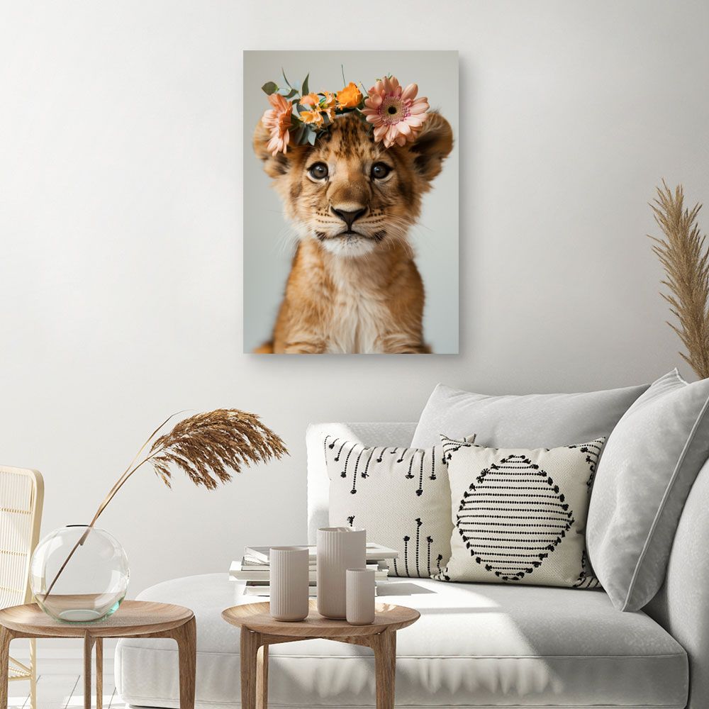 Toile "Lionceau fleuri"