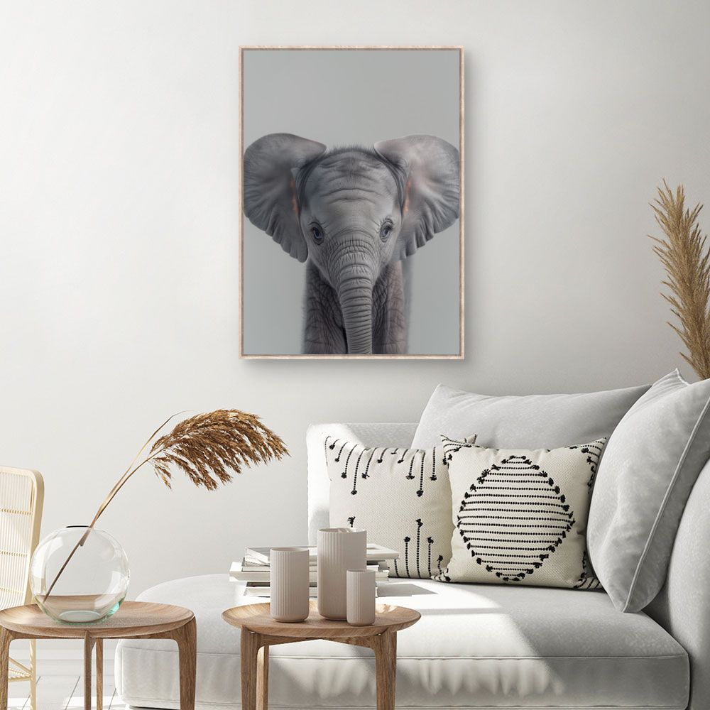 Toile Éléphant adorable – toile cadre naturel (slide 1, 60×90)