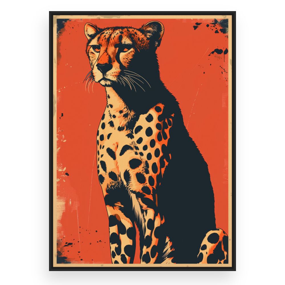 Toile Guépard saisissant – toile cadre noir (slide 3)