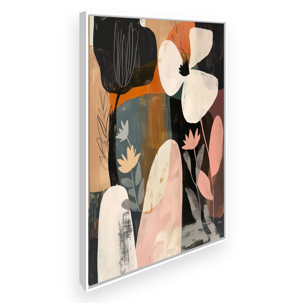 Toile Fleurs abstraites colorées – toile cadre blanc (slide 2)