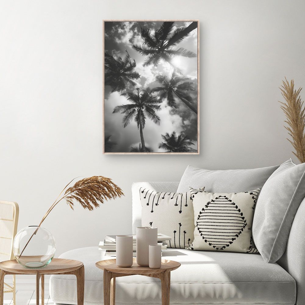 Toile Palmiers au crépuscule – toile cadre naturel (slide 1, 60×90)