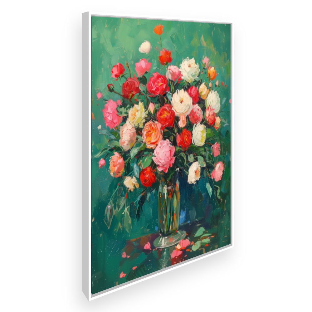 Toile Bouquet floral vibrant – toile cadre blanc (slide 2)