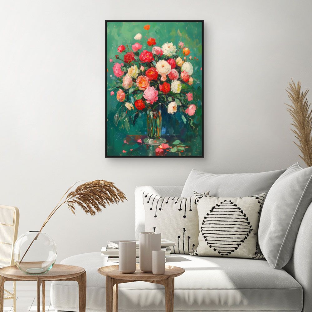 Toile "Bouquet floral vibrant"