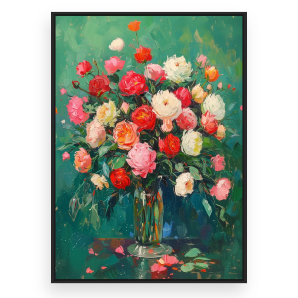 Toile Bouquet floral vibrant – toile cadre noir (slide 3)