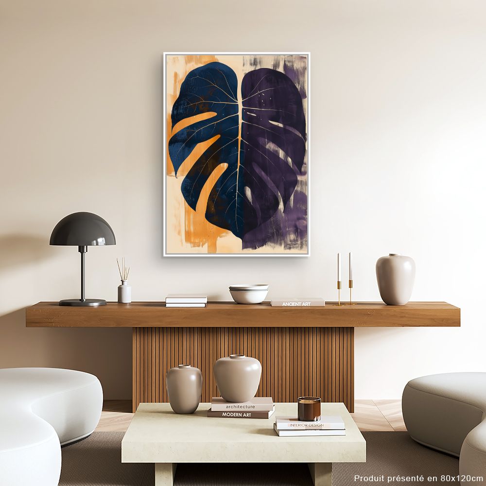 Toile "Feuilles abstraites vibrantes"