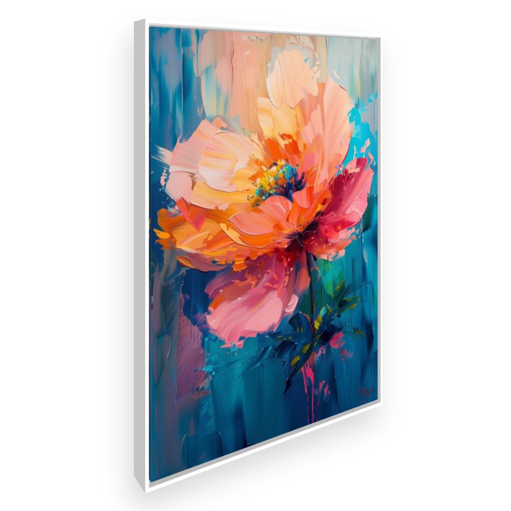 Toile Fleur vibrante – toile cadre blanc (slide 2)