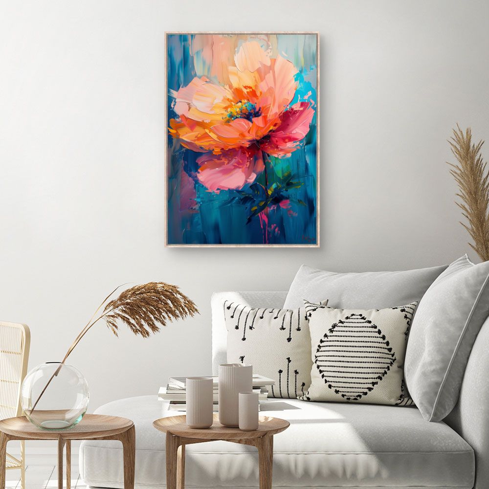 Toile Fleur vibrante – toile cadre naturel (slide 1, 60×90)