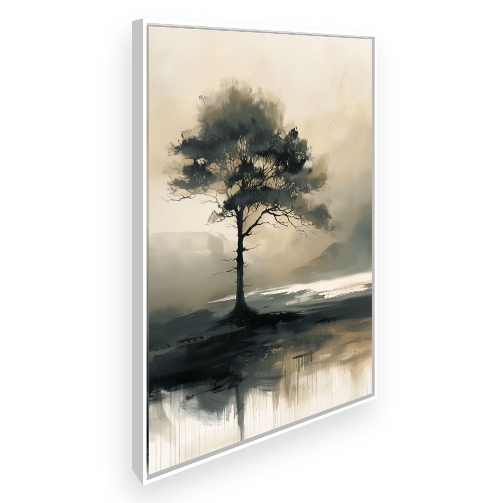 Toile Arbre solitaire élégant – toile cadre blanc (slide 2)