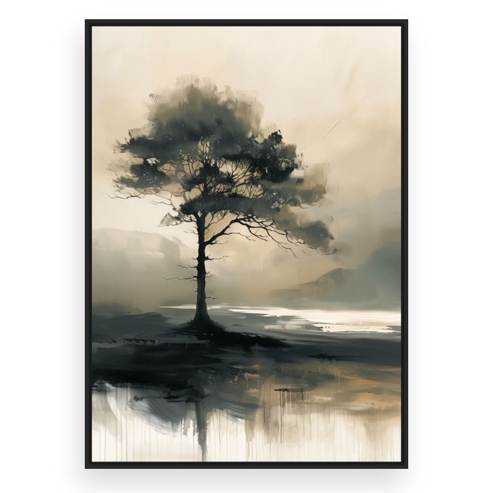 Toile Arbre solitaire élégant – toile cadre noir (slide 3)