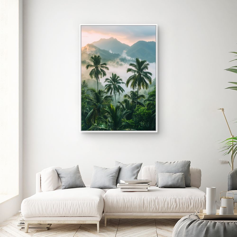 Toile "Paysage tropical brumeux"
