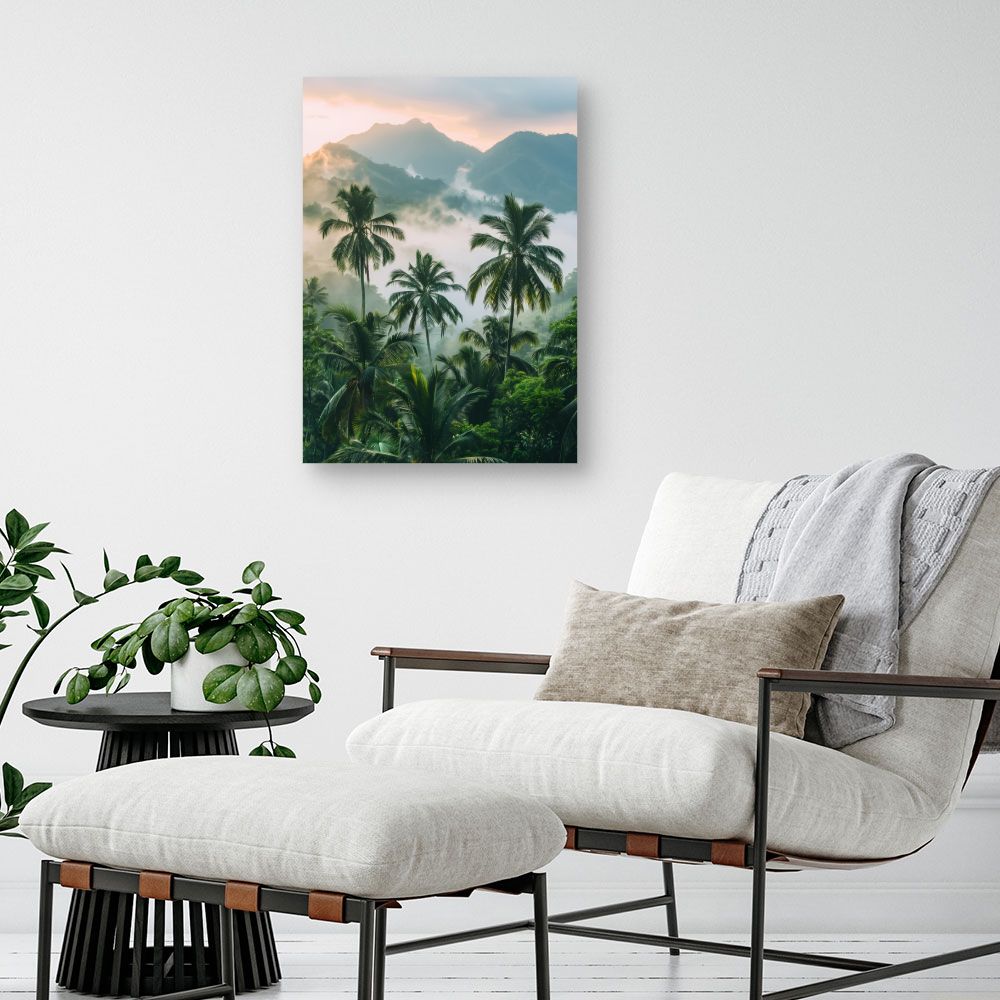 Toile "Paysage tropical brumeux"