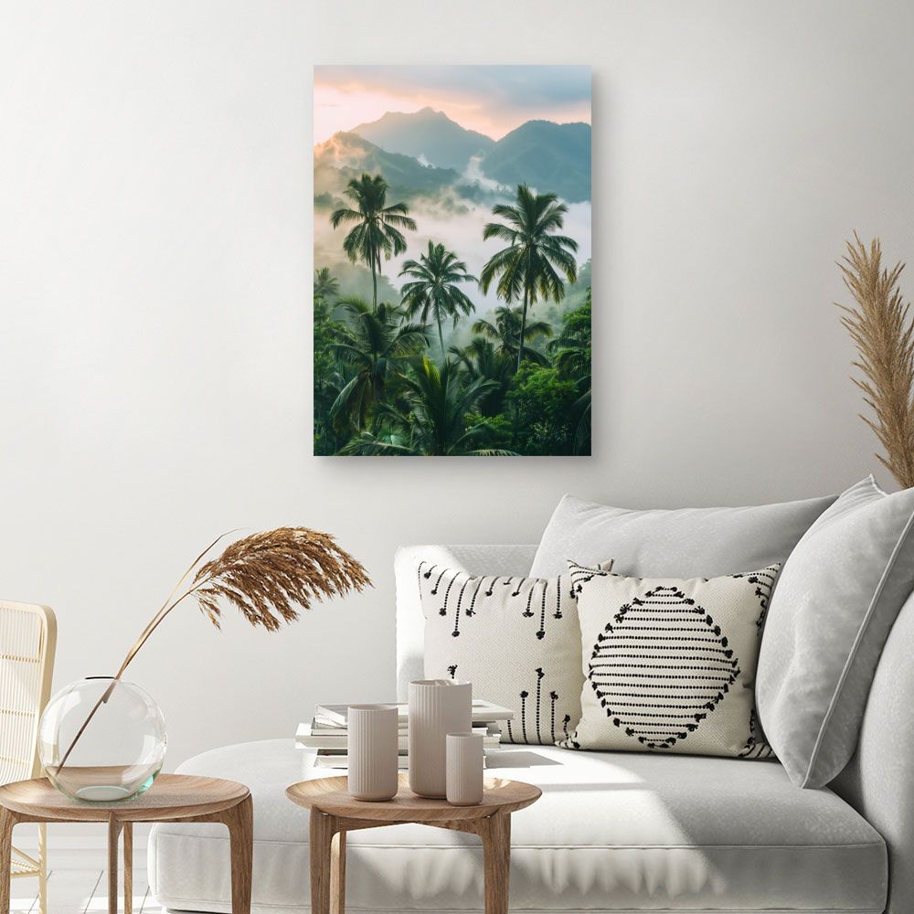 Toile "Paysage tropical brumeux"