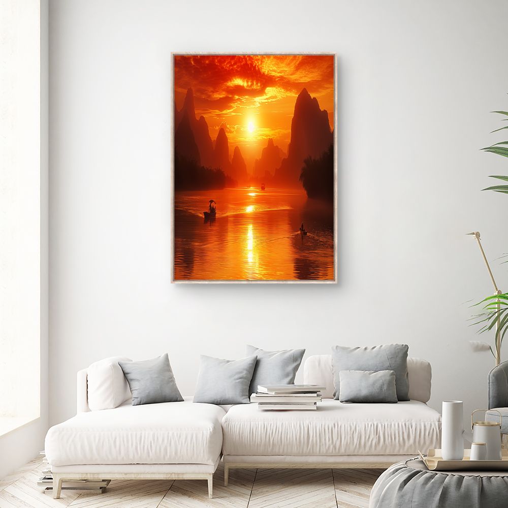 Schilderij "Betoverende zonsondergang"