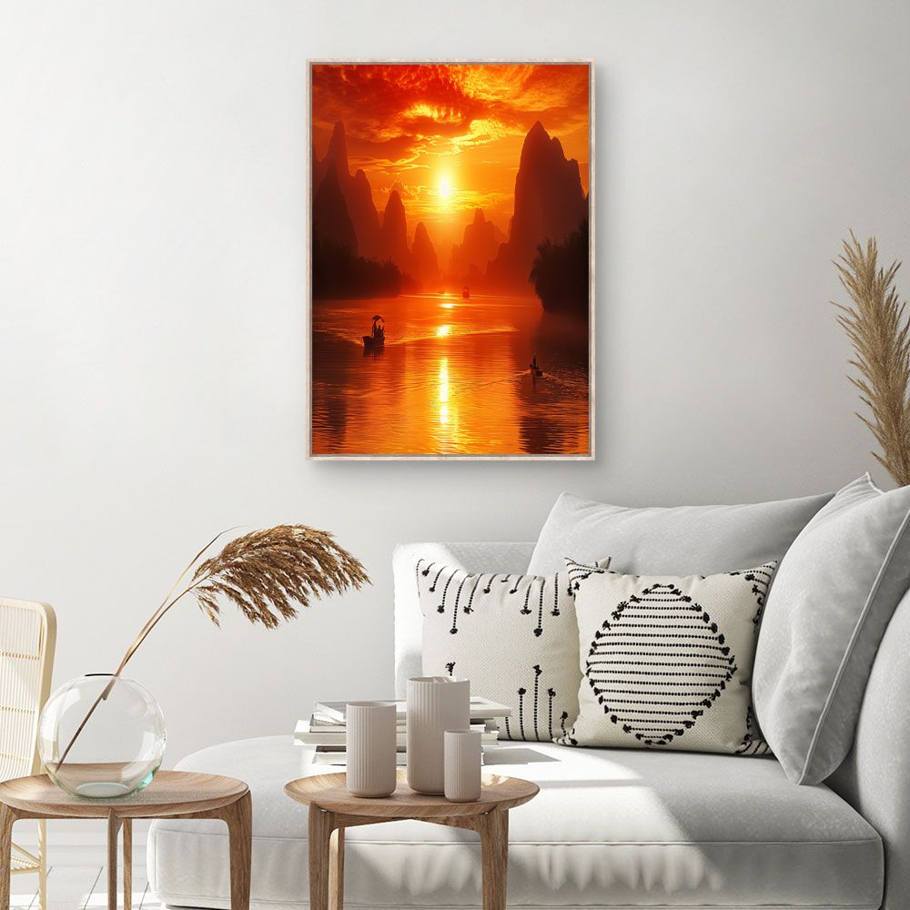Toile Coucher de soleil enchanteur – toile cadre naturel (slide 1, 60×90)