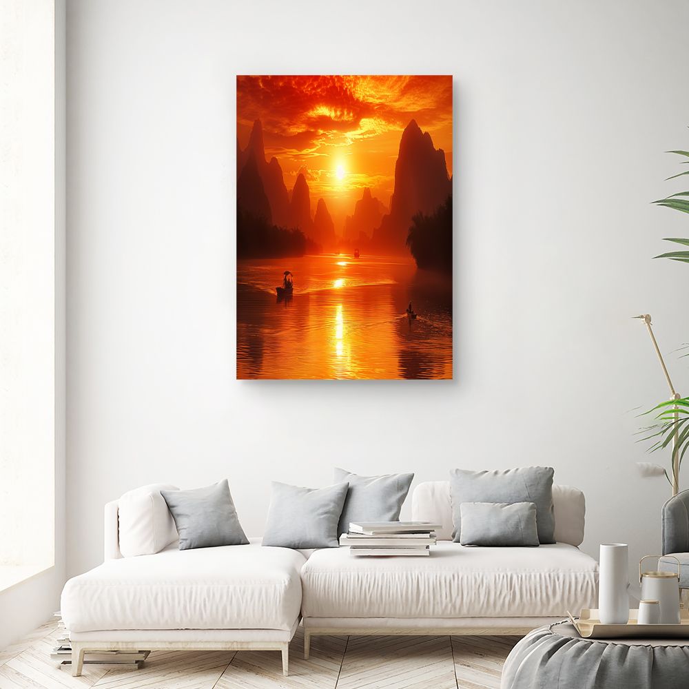 Schilderij "Betoverende zonsondergang"