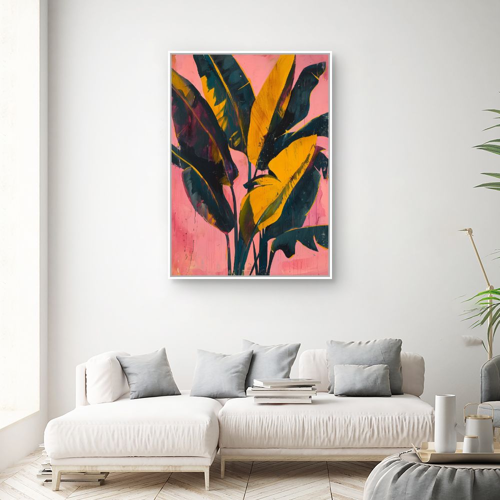 Toile "Feuilles exotiques vibrantes"