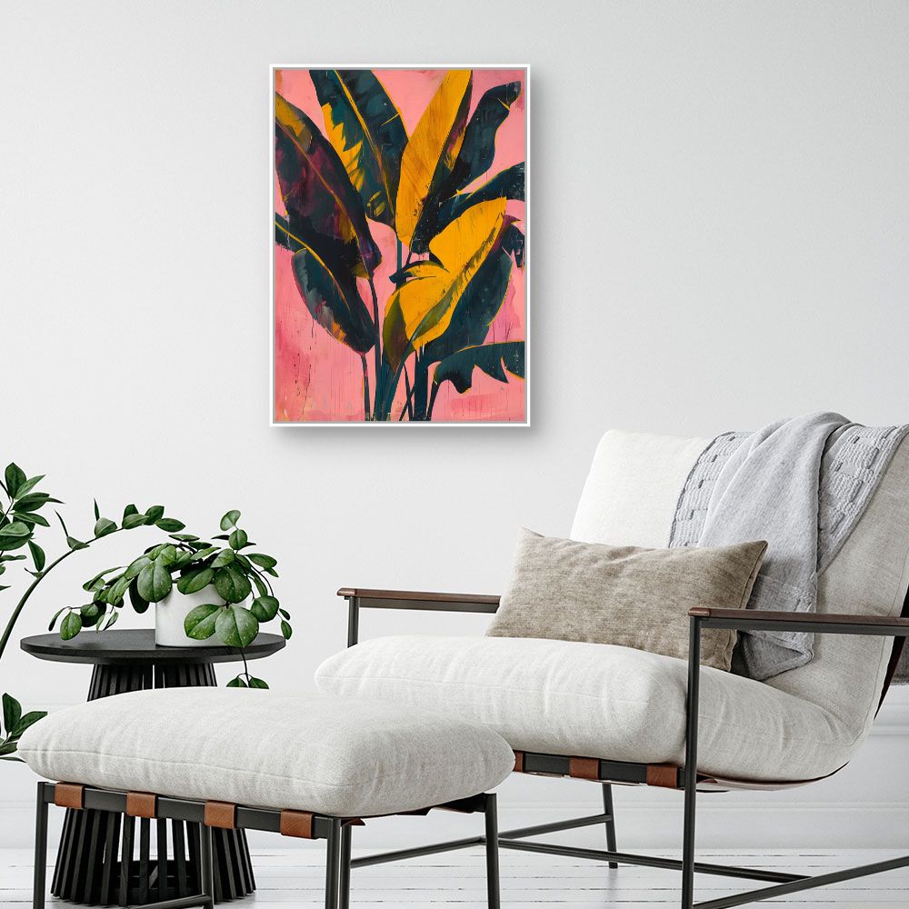 Toile "Feuilles exotiques vibrantes"