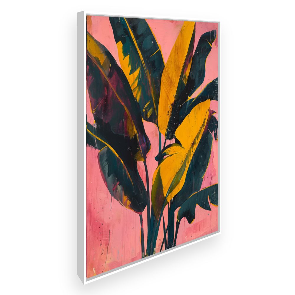 Toile Feuilles exotiques vibrantes – toile cadre blanc (slide 2)