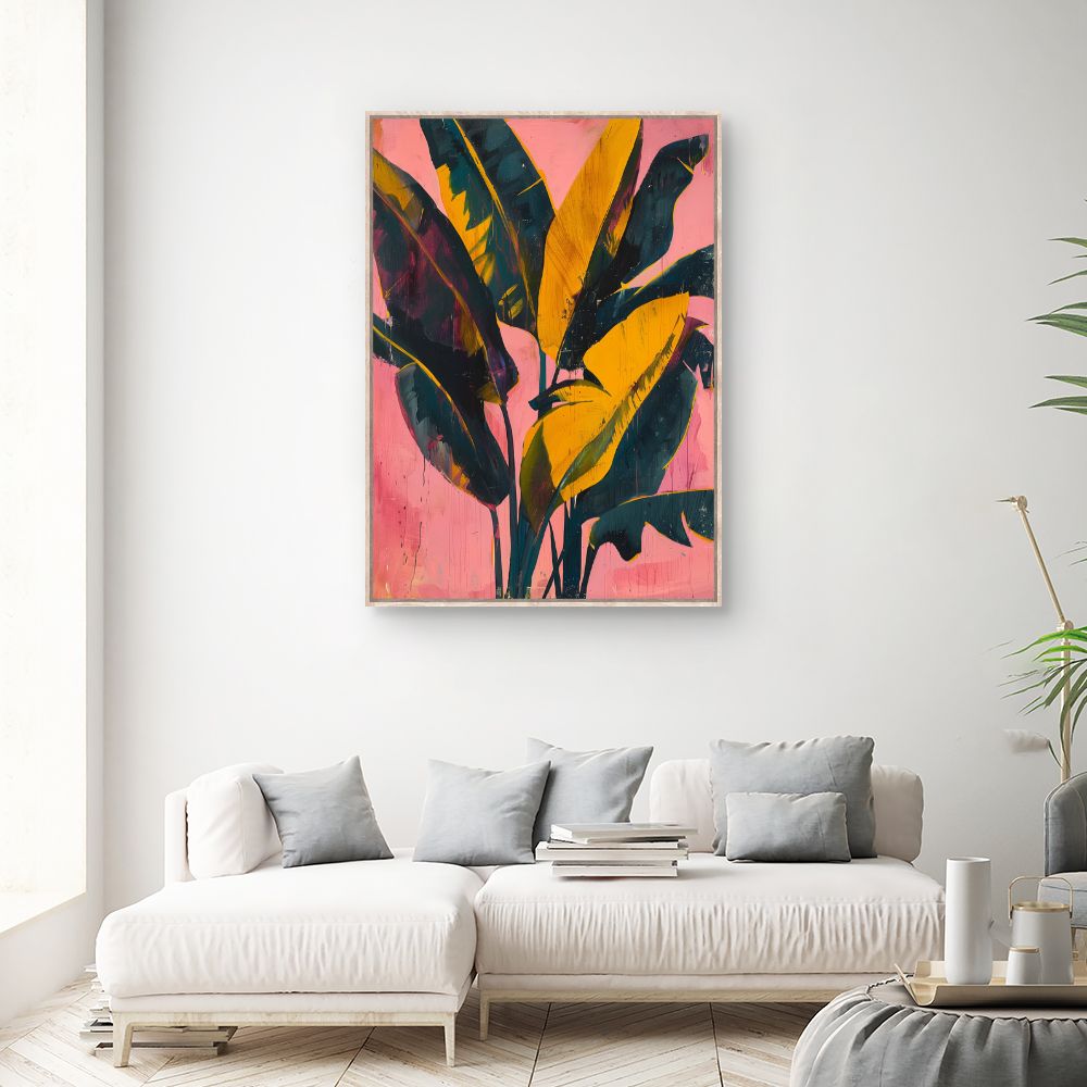 Toile "Feuilles exotiques vibrantes"