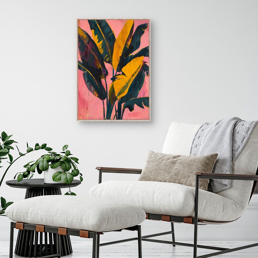 Toile "Feuilles exotiques vibrantes"