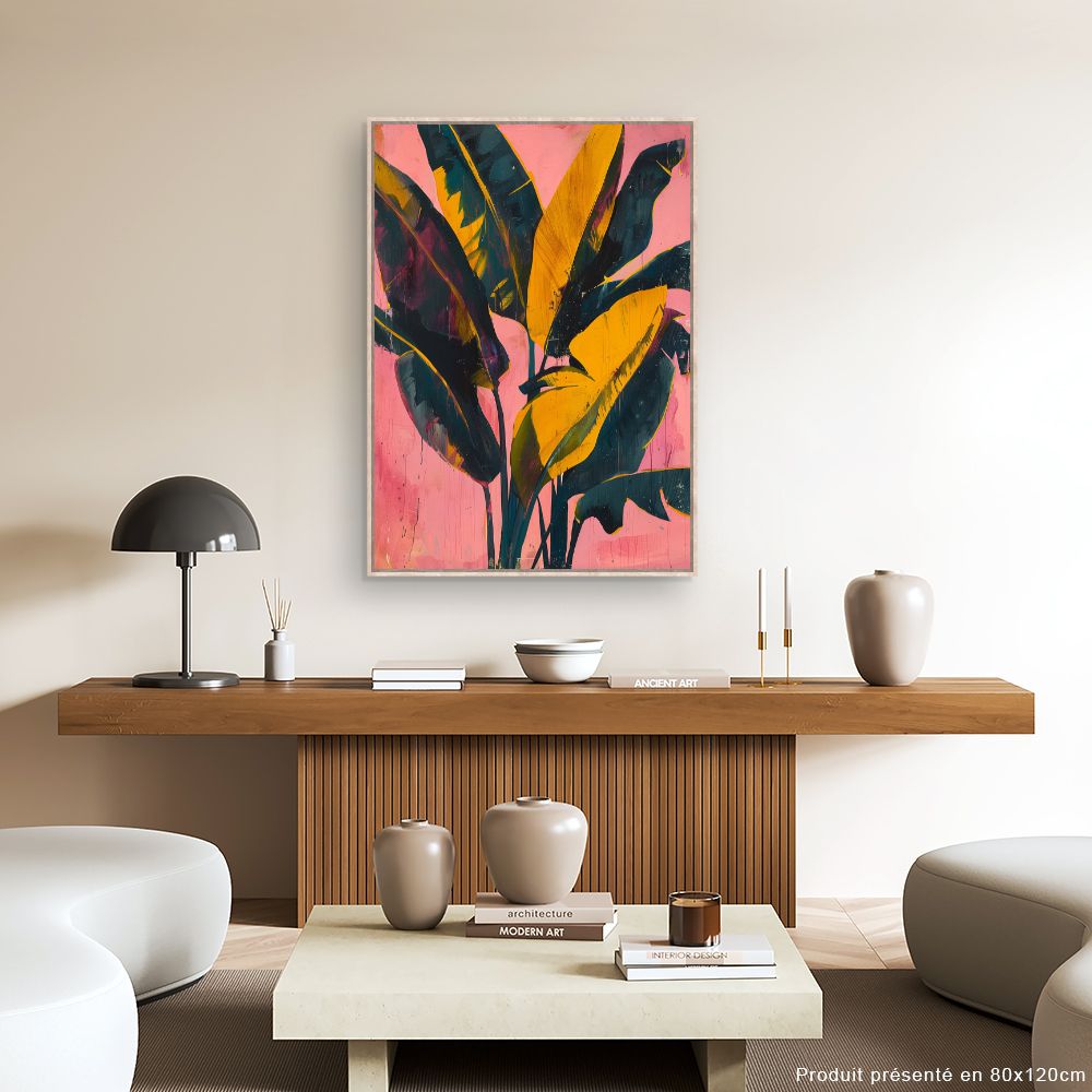 Toile "Feuilles exotiques vibrantes"